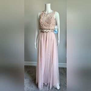 Elegant Pink Lace and Tulle Dress